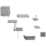 Ensemble de 7 tablettes murales pour chats, lit et balle