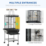 61.5 Inch Bird Cage Parakeet House for Cockatiel with Stand, Pull Out Tray, Storage Shelf, Wood Perch
