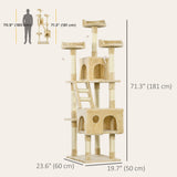71-Inch Multi Level Scratching Cat Tree Kitty Condo Activity Center with Toys