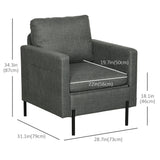 Fauteuil d'appoint moderne rembourré avec poches latérales et coussin pour chambre à coucher