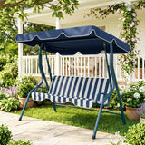 Outdoor Porch Swing with Adjustable Canopy, 3-Seater Patio Swing Chair with Cushion