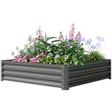 4' x 4' x 1' Raised Garden Bed Galvanized Steel Planter Box for Vegetables