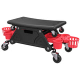 Rolling Garage Stool with Wheels, 300 LBS Capacity Padded Mechanic Stool with Tool Trays Storage