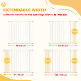Pressure Fit Dog Gate Pet Barrier for stairs doorway, 29.9''- 42.1'' Width