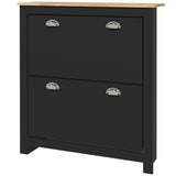 Armoire à chaussures moderne avec 2 tiroirs rabattables et tablettes ajustables, organiseur de rangement pour 12 paires pour entrée