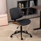 Chaise de bureau sans bras avec roues, chaise de bureau en cuir PU avec hauteur réglable, roues pivotantes pour bureau
