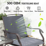 3 Piece Patio Glider Set Outdoor Gliders with Breathable Mesh Seat, Glass Top Table for Garden