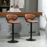 Vintage Set of 2 Microfiber Cloth Adjustable Bar Height Stools with Swivel Seat
