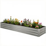 8'x2'x1' Galvanized Raised Bed, Large Elevated Planter Box for Growing Flowers