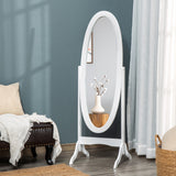 Floor Standing Mirror Full Length Mirror with Adjustable Angle Oval Frame for Dressing Room Bedroom Living Room