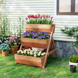 3 Tier Elevated Planter Box, Vertical Wooden Raised Garden Bed for Flowers, 26