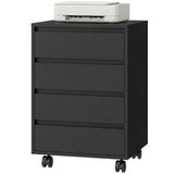4 Drawer File Cabinet, Vertical Filing Cabinet with Wheels, Modern Printer Stand for Home Office