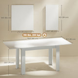 Modern Extendable Dining Table, 55.1 x 31.5 in, for 6-8 People