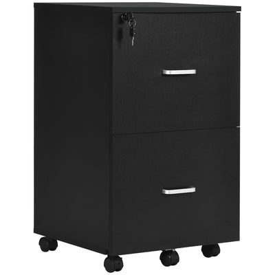 2 Drawer File Cabinet with Lock, Small Rolling Filing Cabinet for A4, Letter-Size Documents, Printer Stand for Home Office, 17