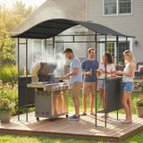 8' x 5' Grill Gazebo Canopy, Outdoor BBQ Shelter with 2 Side Shelves