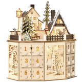 Wooden Christmas Advent Calendar, Lighted 24 Days Countdown to Christmas Table Decoration with Drawers for Kids and Adults