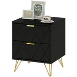 Modern Bedside Table, Accent Nightstand with 2 Drawers, Bed End Table for Bedroom