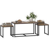Tables basses gigognes - Ensemble de 3, Tables d'appoint modernes avec cadre en métal noir pour salon et mobilier de maison