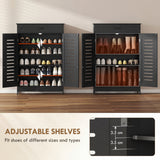 Shoe Cabinet with Louvered Doors, Modern Shoe Storage Cabinet with Drawer and Adjustable Shelves