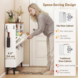 Shoe Storage Cabinet with 4 Flip Drawers, Holds Up to 24 Pairs