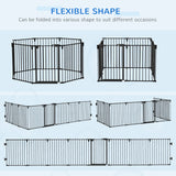 Dog Safety Gate 8-Panel Playpen Fireplace Christmas Tree Steel Fence Stair Barrier Room Divider