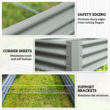 12 x 4 x 1ft Galvanized Raised Garden Bed, Reinforced Outdoor Planter Box with Open Bottom