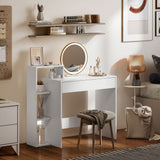Desk with Storage, Computer Desk with 3 Open Shelves and Drawer