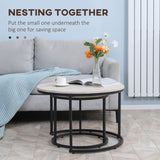 Nesting Coffee Tables Set of 2, Round Coffee Table with Metal Frame