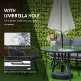 Table repas patio 42 pouces avec trou parasol, table bistro ronde extérieure pour jardin pelouse cour, acier