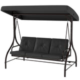 Lit balançoire patio convertible avec auvent et coussins, balançoire de porche 3 places pour extérieur