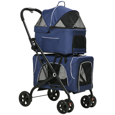 3-in-1 Double Pet Stroller for Small Miniature Dogs Cats with Removable Carrier, Foldable Travel Carrier Bag