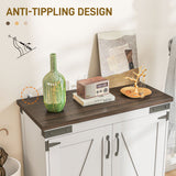 Buffet bahut, armoire de rangement de cuisine avec porte grange et étagères ajustables