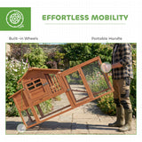 Chicken Coop with Run Mobile Wooden Hen House with Nesting Box Pull-out Tray for 1-2 Chickens