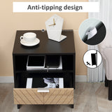 Modern Bedside Table with Drawer, Nightstand with Storage Shelf