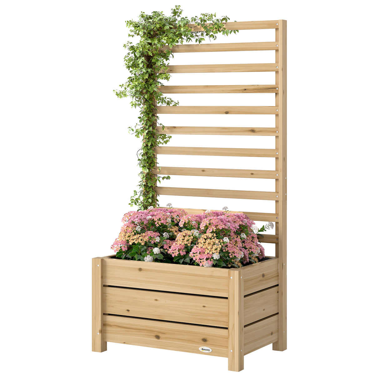 Wooden Raised Garden Bed with Trellis