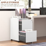 Vertical Steel Filing Cabinet on Wheels, 2-Drawer Lockable File Cabinet with Adjustable Hanging Bar for A4, Legal and Letter Size