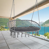 Patio Hammock Chair 2 Seat, Hanging Rope Hammock Swing Chair with Metal Frame and Cushion, Large Macrame Seat for Indoor and Outdoor 396 lbs Capacity