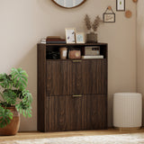 Shoe Cabinet with 2 Flip Drawers Narrow Shoe Storage Cabinet with Top Shelf for Entryway Hallway