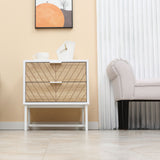 Modern Bedside Table with 2 Drawers and Steel Frame