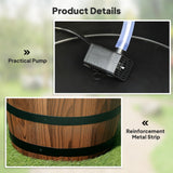 Outdoor Waterfall Fountain, Garden Wood Barrel