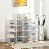 Lot de 18 boîtes de rangement à chaussures, organisateurs de chaussures peu encombrants