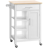 Îlot de cuisine, petit chariot de cuisine sur roulettes avec tablette ouverte et tiroir de rangement pour salle à manger