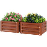 2' x 2' x 1' 2-Pieces Raised Garden Bed with Galvanised Steel Frame for Vegetables