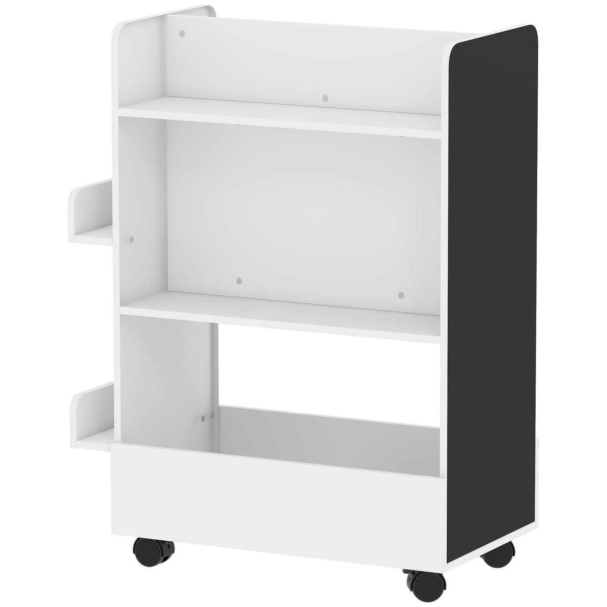 Kids Bookshelf, Kids Bookcase with Wheels & Blackboard, for 3-8 Years