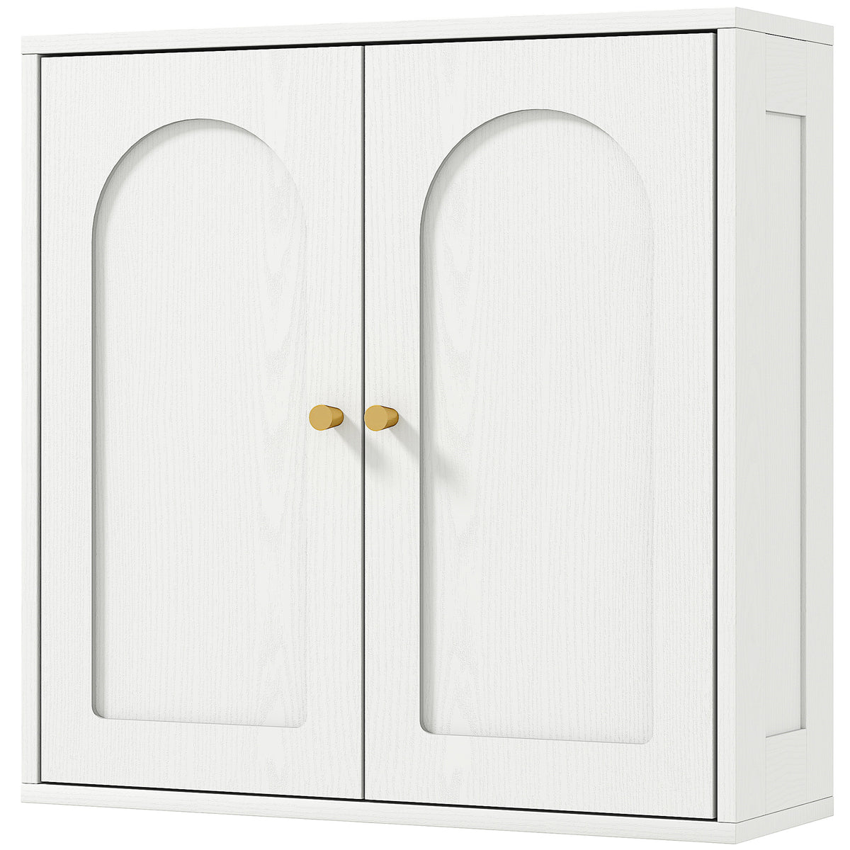 Medicine Cabinet, Modern Bathroom Wall Cabinet with 2 Arched Doors and Gold Handles