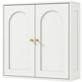 Medicine Cabinet, Modern Bathroom Wall Cabinet with 2 Arched Doors and Gold Handles