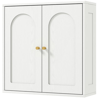Medicine Cabinet, Modern Bathroom Wall Cabinet with 2 Arched Doors and Gold Handles