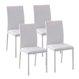 Modern Dining Chairs Set of 4, Upholstered Faux Leather Kitchen Chairs with Rhombic Tufting and Metal Legs for Living Room
