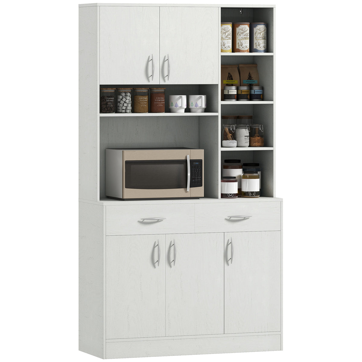 Buffet de cuisine de 71 po avec armoire de rangement, placard avec tiroirs pour salon/salle à manger