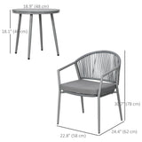 3-Piece Rattan Bistro Set, Garden Seating Group with 2 Armchairs and Coffee Table